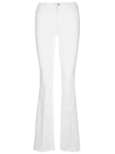 Shop J Brand High Rise Belted Flare Jeans In White