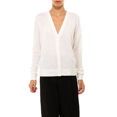 Shop Theory V Neck Ribbed Knitted Cardigan In White