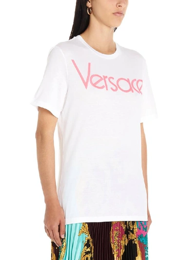 Shop Versace Embroidered Logo T-shirt In White