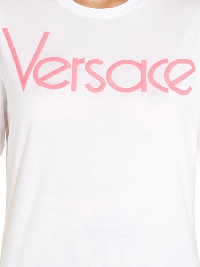 Shop Versace Embroidered Logo T-shirt In White