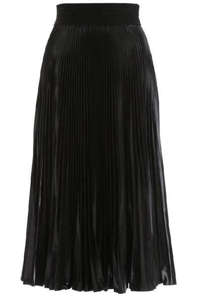 Shop Fendi Pleated Midi Skirt In Black