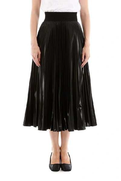 Shop Fendi Pleated Midi Skirt In Black