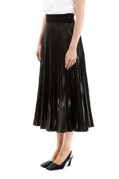 Shop Fendi Pleated Midi Skirt In Black