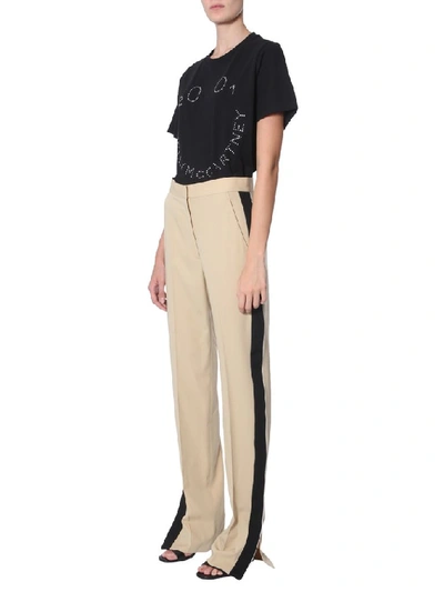 Shop Stella Mccartney Tailored Side Stripe Pants In Beige