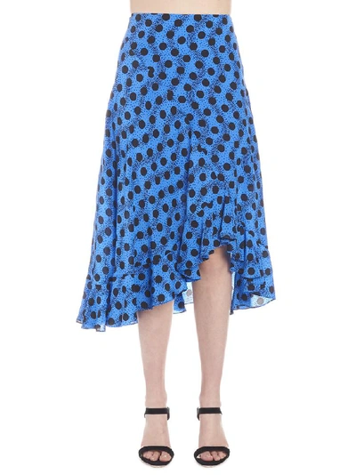Shop Kenzo Printed Frill Midi Skirt In Blue