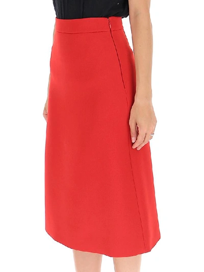 Shop Prada A Line Midi Skirt In Red