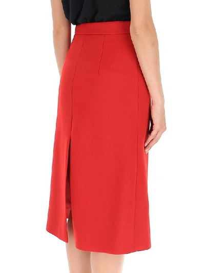 Shop Prada A Line Midi Skirt In Red