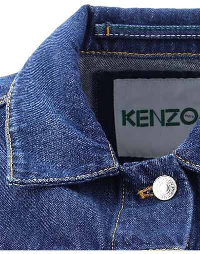 Shop Kenzo Logo Embroidered Denim Jacket In Blue