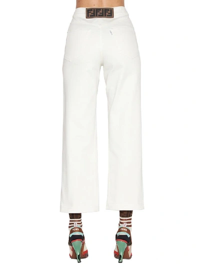 Shop Fendi Cropped Flared Jeans In White