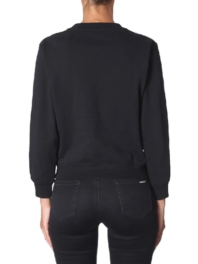 Shop Moschino Milano Logo Print Crewneck Sweatshirt In Black
