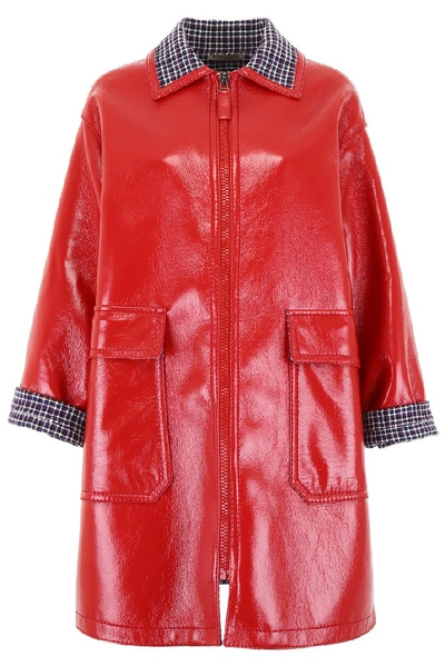 Shop Bottega Veneta Glossy Zipped Coat In Red