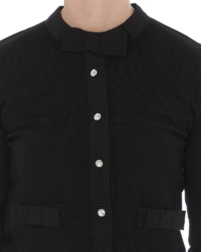 Shop Miu Miu Bow Detail Neckline Knitted Sweatshirt In Black