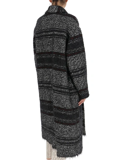 Shop Isabel Marant Étoile Striped Panelled Straight Coat In Grey