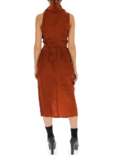 Shop Rick Owens Sleeveless Wrap Midi Dress In Brown