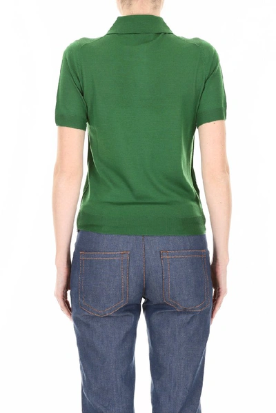 Shop Prada Logo Polo Shirt In Green