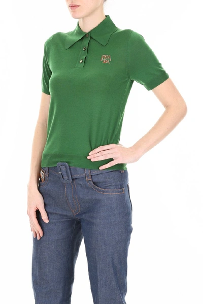 Shop Prada Logo Polo Shirt In Green