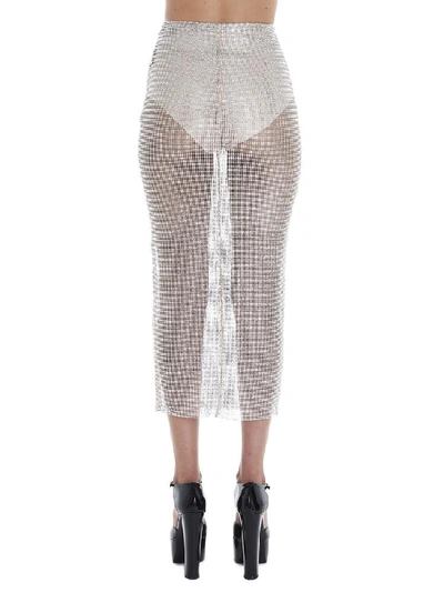 Shop Alessandra Rich Sheer Embellished Pencil Skirt In Silver