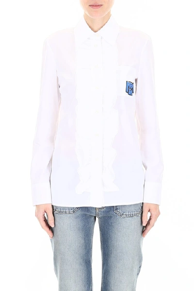 Shop Prada Ruffle Front Shirt In White