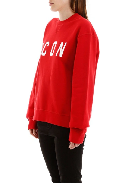 Shop Dsquared2 Icon Printed Sweatshirt In Red