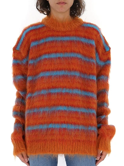 Shop Marni Striped Knit Jumper In Multi