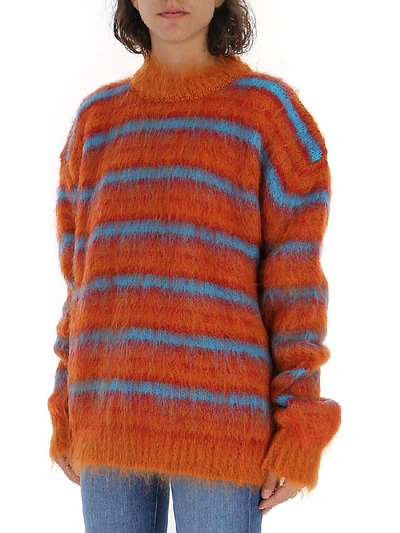 Shop Marni Striped Knit Jumper In Multi