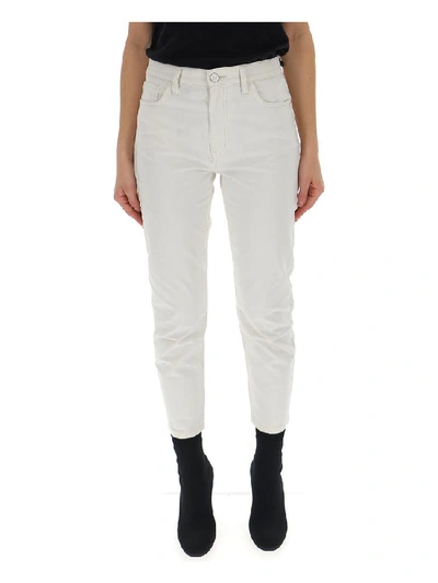 Shop Current Elliott Current/elliott Vintage Slim Fit Cropped Jeans In White