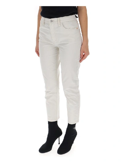 Shop Current Elliott Current/elliott Vintage Slim Fit Cropped Jeans In White