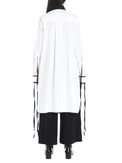 Shop Loewe Fringed Detail Asymmetric Hem Shirt In White