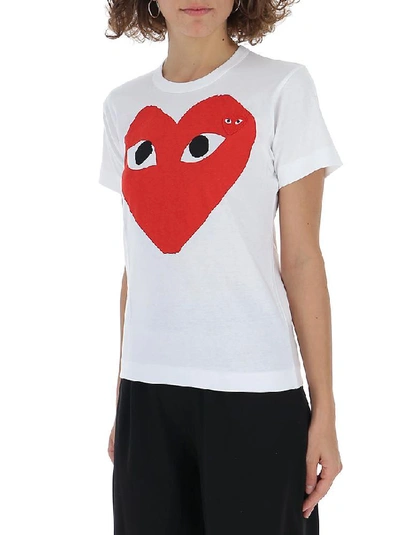 Shop Comme Des Garçons Play Logo Print T In White