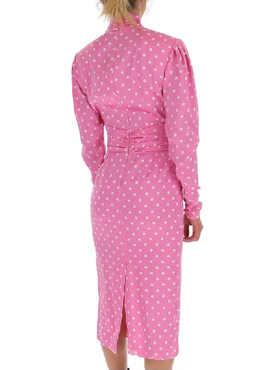 Shop Alessandra Rich Turtleneck Polka Dot Midi Dress In Pink