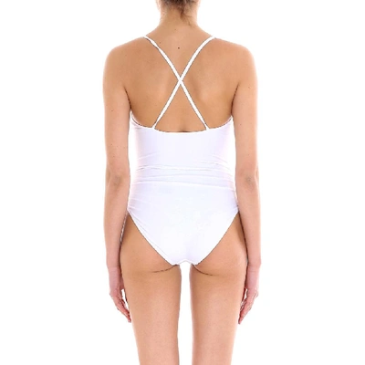 Shop Champion Back Crossover Logo Swimsuit In White