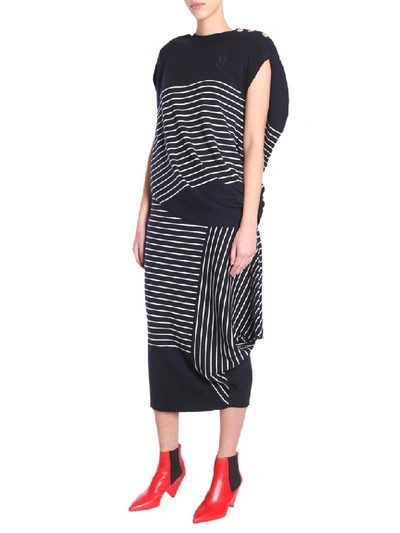 Shop Jw Anderson Striped Asymmetric Draped Skirt In Multi
