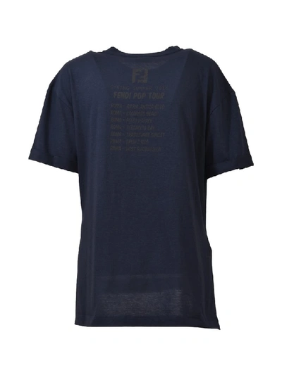 Shop Fendi Motif Embroidered T In Navy
