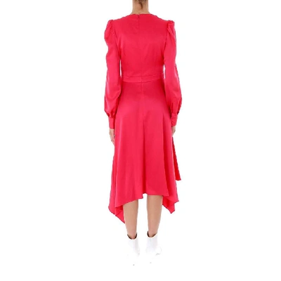 Shop Alexander Mcqueen Tie Neckline Asymmetric Midi Dress In Pink