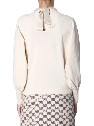 Shop Alberta Ferretti High Neck Knitted Sweater In Beige