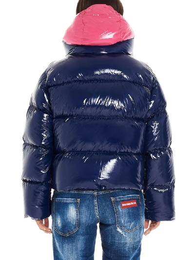 Shop Dsquared2 Layered Logo Puffer Jacket In Blue