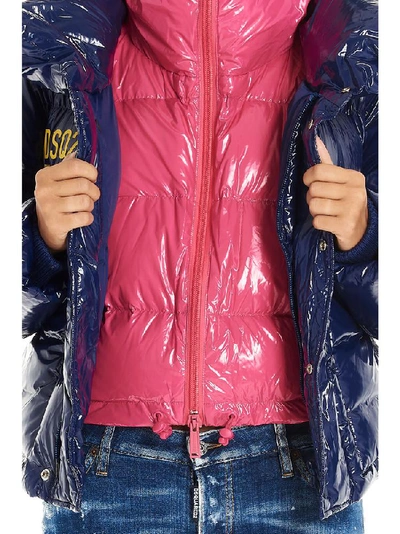 Shop Dsquared2 Layered Logo Puffer Jacket In Blue
