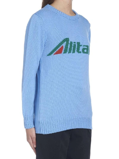 Shop Alberta Ferretti Alitalia Intarsia Knit Sweater In Blue