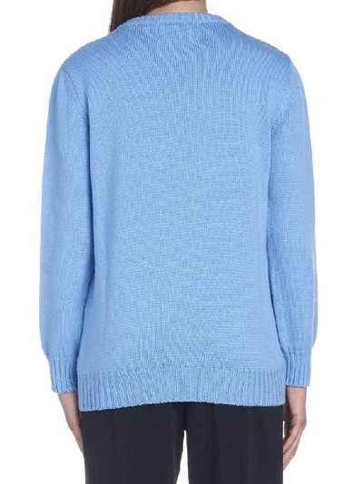 Shop Alberta Ferretti Alitalia Intarsia Knit Sweater In Blue