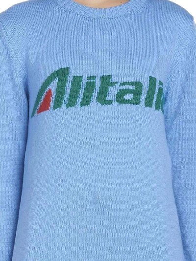 Shop Alberta Ferretti Alitalia Intarsia Knit Sweater In Blue