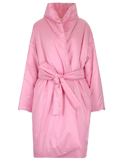 Shop Balenciaga Padded Wrap Coat In Pink