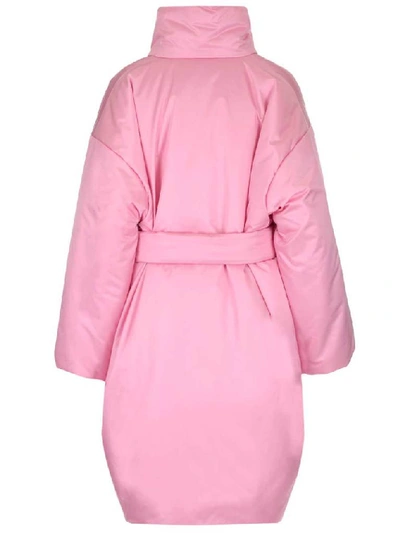 Shop Balenciaga Padded Wrap Coat In Pink