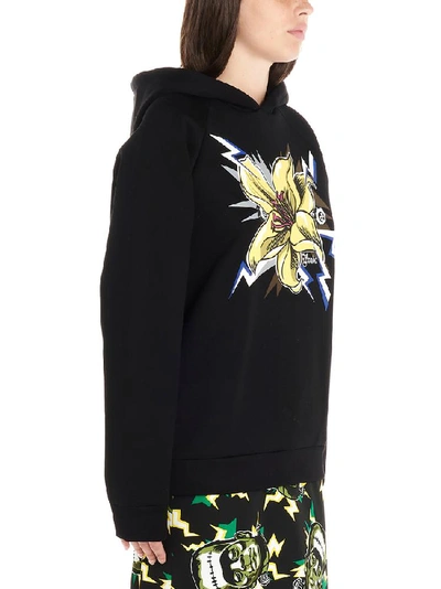 Shop Prada Graphic Print Hoodie In Black