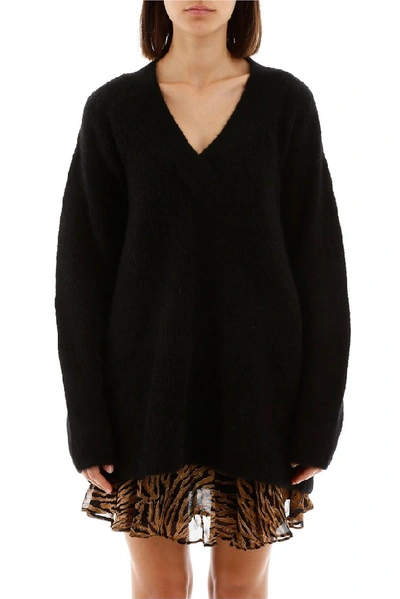 Shop Ganni Oversize V In Black