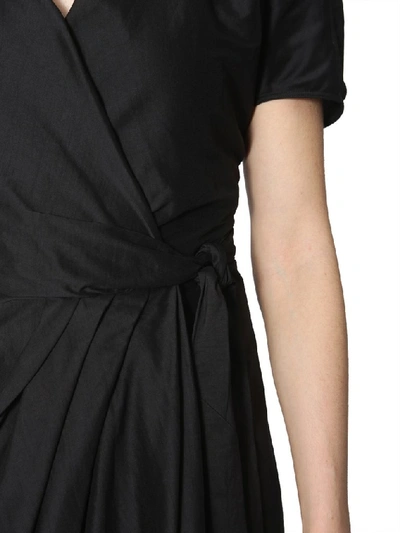Shop Rick Owens Midi Wrap Dress In Black