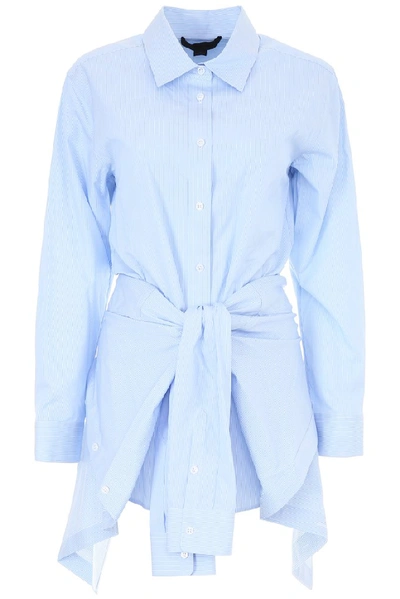 Shop Alexander Wang Deconstructed Tied Front Shirt Dress In Blue