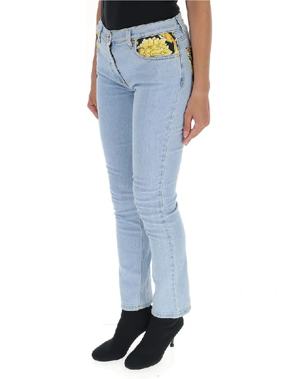 Shop Versace Baroque Printed Pockets Skinny Jeans In Multi