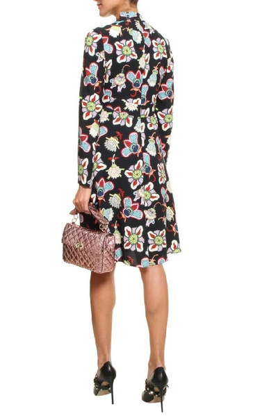 Shop Valentino Floral Printed Long Sleeve Dress In Multi