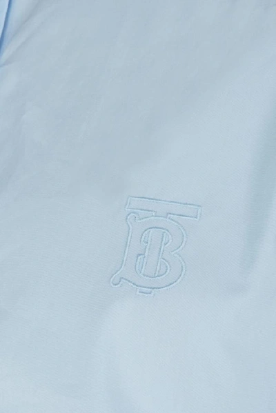 Shop Burberry Embroidered Monogram Shirt In Blue