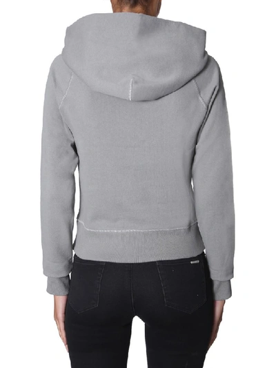 Shop Helmut Lang Logo Embroidered Hoodie In Grey